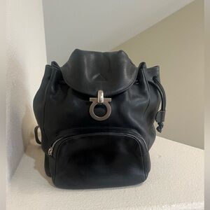 Salvatore Ferragamo Gancini Mini Backpack shoulder‎ Black Leather bag